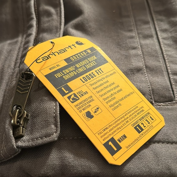 NWT! Carhartt Full Swing Grey Gray Hooded Sherpa Lined Jacket Fleece XL - Picture 10 of 16